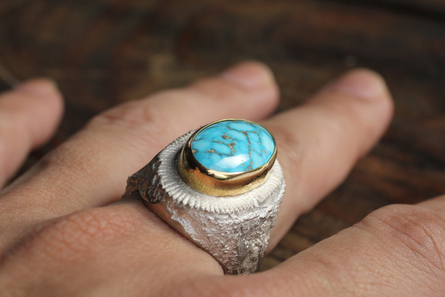 Melt 1 Series white & 14k Gold  | Kingman Turquoise (natural)