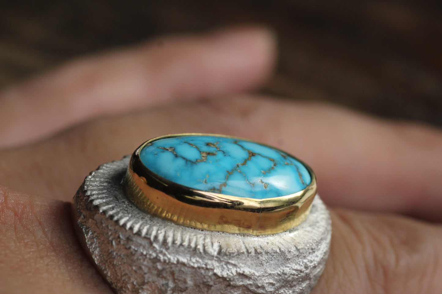 Melt 1 Series white & 14k Gold  | Kingman Turquoise (natural)