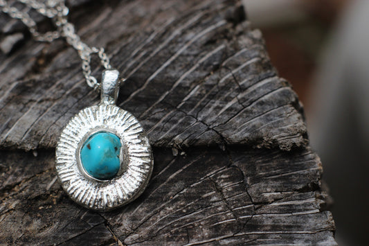 Shining Silver Turquoise Pendant 